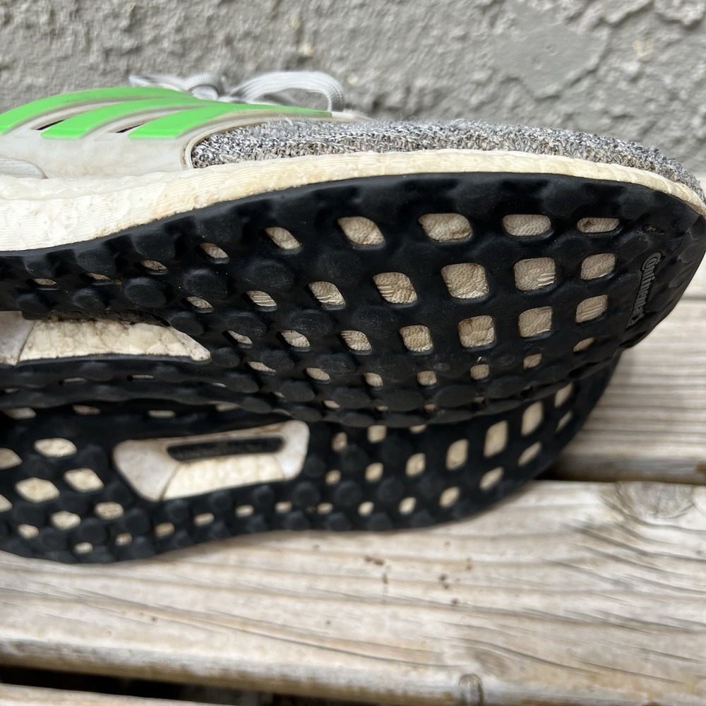 Adidas Shoes Men Size 7.5 Ultraboost 4.0 Grey Two Shock Lime Primeknit Running - Picture 9 of 10